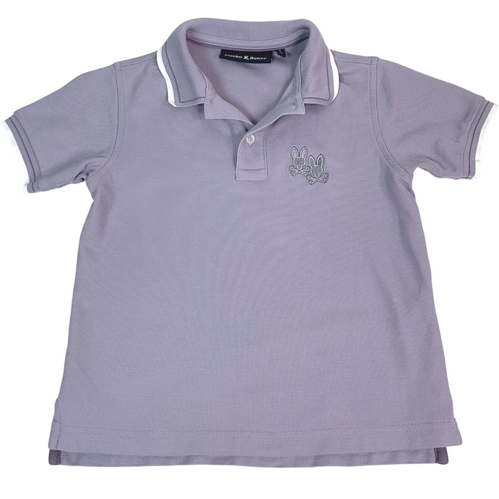 Psycho Bunny Boys Lavender Purple Pima Cotton Polo Shirt Size‎ 5-6 XS